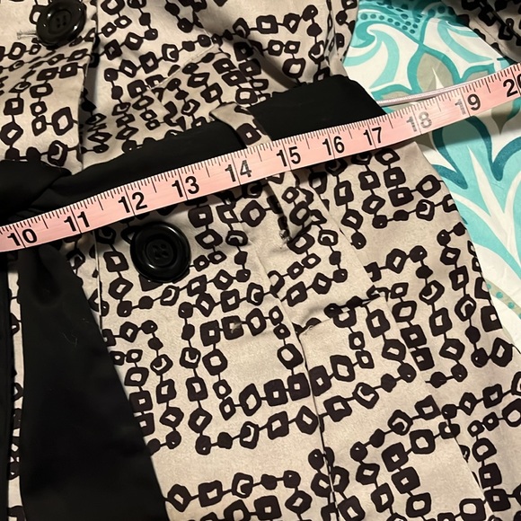 Womens Lapis Taupe & Black Belted Light Weight Trench Coat medium - Picture 8 of 12